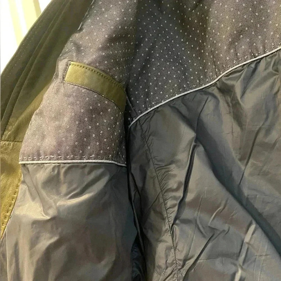 Massimo Dutti Mens Sheep Leather Olive Green Biker Jacket Sz XL - Picture 8 of 9